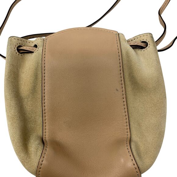 Chloe Beige Leather & Suede Mini Fringe Bucket Bag Drawstring Closure - Picture 6 of 10